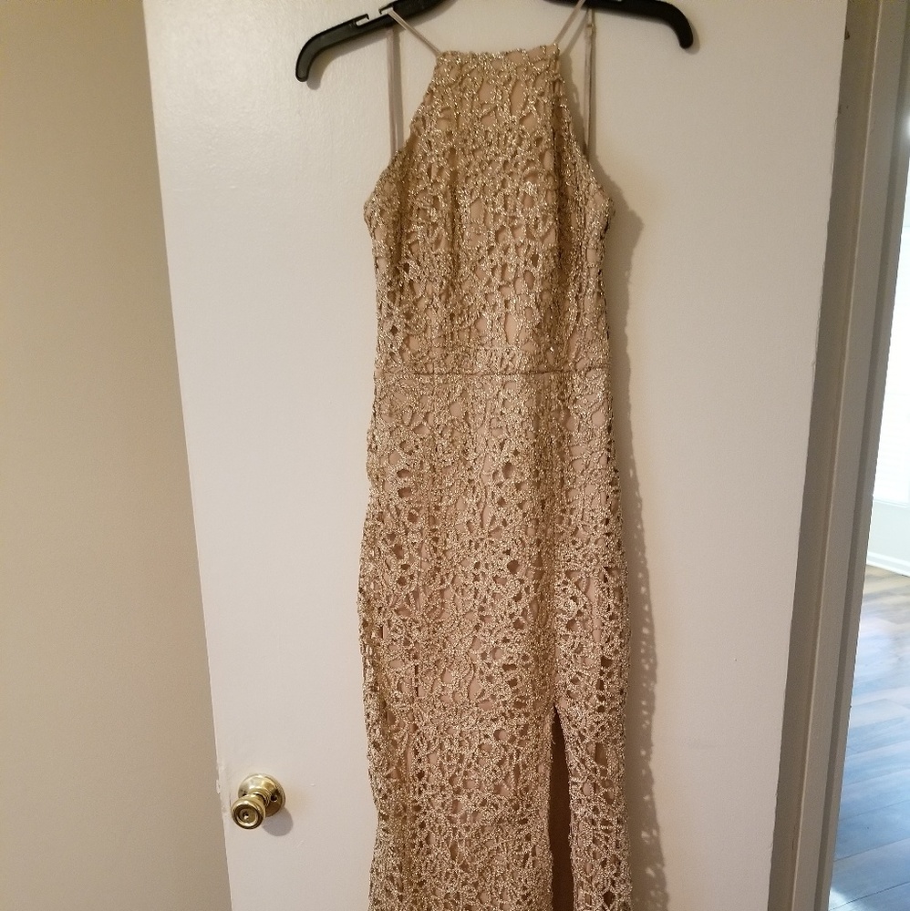 B. darlin Gold Long Formal Dress